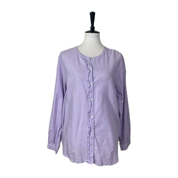 Old Navy Button Down Top Collarless 100% Cotton Purple Lavender Women’s Size XL - Picture 1 of 10
